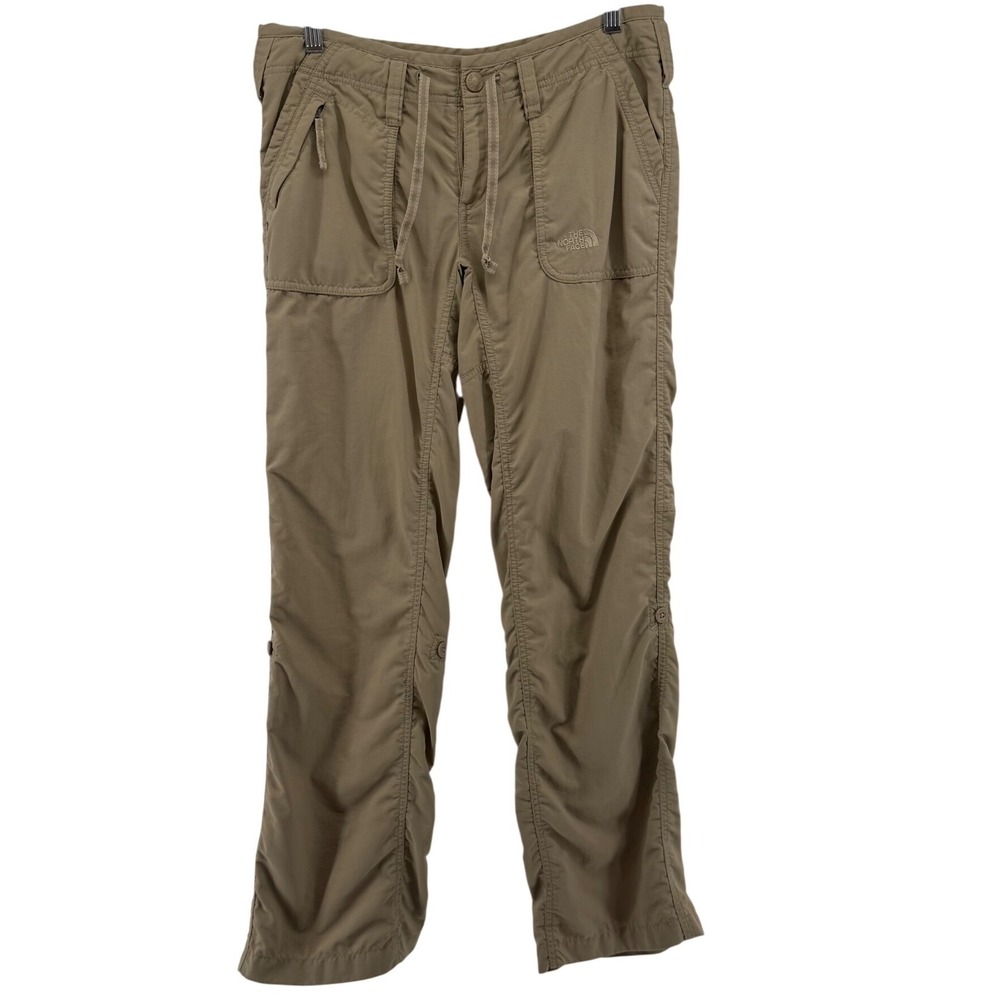 The North Face Womens Khaki Nylon Hiking Pants Roll Up Cargo Size 6 Regular